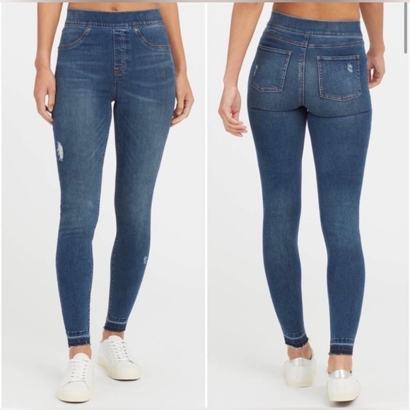 Spanx Skinny Distressed Jeans, Size L - Picture 2 of 10
